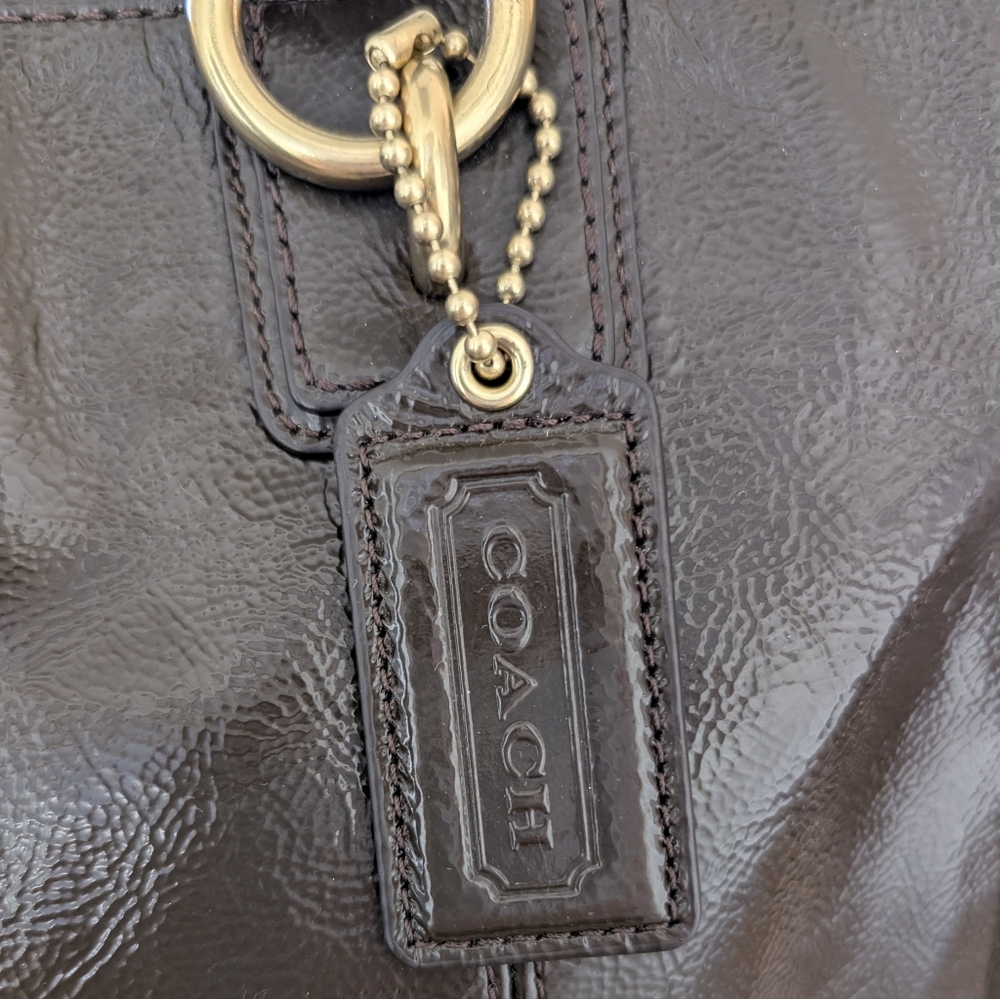 Coach Mahogany/Dark Brown Patent Leather Tote Bag - Picture 11 of 15